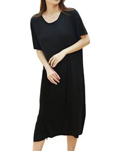 Damen Nachthemd modal Baumwolle Nachtwäsche Kurzarm Nachthemden Negligees Sleepwear Schlafanzüge in Übergröße? T-Shirt (4#,XL) von RUGAN