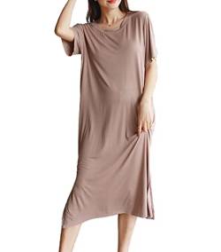 Damen Nachthemd modal Baumwolle Nachtwäsche Kurzarm Nachthemden Negligees Sleepwear Schlafanzüge in Übergröße? T-Shirt (6#,XL) von RUGAN