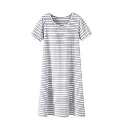 Nachthemd Damen Baumwolle Nachtkleid Ärmellos Nachtwäsche Kurz Rundhals Einfarbige Trägerhemd Kleid Sleepshirt für Sommer Schlafanzug in Übergröße (4#,L) von RUGAN