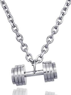 RUGGED steel - Herren Edelstahl Halskette mit Hantel-Anhänger (inkl. Schmuck-Box) von RUGGED steel