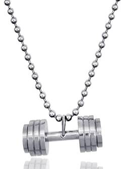 RUGGED steel Herren Edelstahl Halskette mit Hantel-Anhänger (inkl. Schmuck-Box) von RUGGED steel