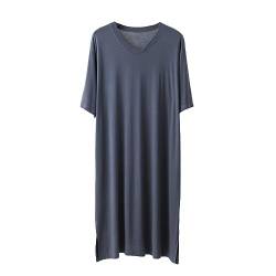 RUHANE Herren Modal Nachthemden Klassischer Herren Pyjama Ultra Soft Nachthemd Kurzarm Mittellanges lockeres Nachthemd L-3XL,Dark Gray,L von RUHANE