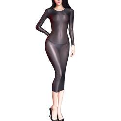 RUIBAVYA Bodystocking Women Öl Glänzende Strumpfhose Bodysuit Nylon Catsuit Schwarz Kleid Damen von RUIBAVYA