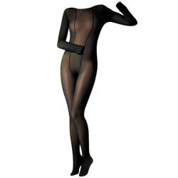 RUIBAVYA Bodysuit Women GanzköRper Strumpfhose GläNzend Bodystocking Shiny LangäRmlig Nylon Catsuit Sexy Rundhalsausschnitt von RUIBAVYA