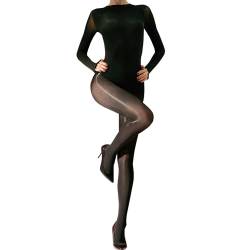 RUIBAVYA Damen Bodystocking Shiny Strumpfhose GläNzend Langarm GanzköRper Strumpfhosen Sexy Bodysuit Nylon Catsuit Glanzstrumpfhosen von RUIBAVYA