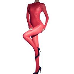 RUIBAVYA Damen Bodystocking Shiny Strumpfhose GläNzend Langarm GanzköRper Strumpfhosen Sexy Bodysuit Nylon Catsuit Glanzstrumpfhosen von RUIBAVYA