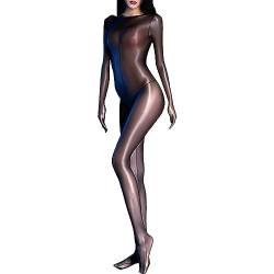 RUIBAVYA Damen Bodystocking UltradüNner Sexy Full Body Stockings Mit Kapuze GläNzende öL GanzköRper Strumpfhose Bodysuit Plus Size von RUIBAVYA