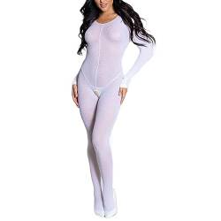 RUIBAVYA GanzköRper Strumpfhosen Damen Bodystocking Langärmlig Strumpfhose Low-necked Sexy Overall Strumpfhose Nylon Bodysuit Women von RUIBAVYA