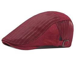 RUICHENG Schirmmütze Herren Sommer Kappe Flatcap Schiebermütze Damen Mesh Barett (Rot)… von RUICHENG