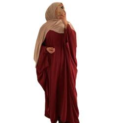 RUIG Damen Kleid Muslimische Gebet Abaya Islamische Robe Maxi Afrikanischer Kaftan Türkei Islam Dubai Türkei Kleid in voller Länge mit Hijab, Einheitsgröße von RUIG