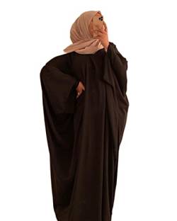 RUIG Damen Kleid Muslimische Gebet Abaya Islamische Robe Maxi Afrikanischer Kaftan Türkei Islam Dubai Türkei Kleid in voller Länge mit Hijab, Schwarz mit Hijab, Einheitsgröße von RUIG