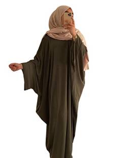 RUIG Damen Kleid Muslimische Gebet Abaya Islamische Robe Maxi Afrikanischer Kaftan Türkei Islam Dubai in voller Länge ohne Hijab, Armeegrün Einheitsgröße von RUIG