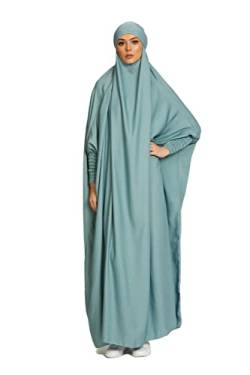 RUIG Frauen Kleid muslimisches Gebet Abaya islamische Robe Maxi afrikanischer Kaftan Türkei Islam Dubai Türkei Kleid in voller Länge mit Hijab, Hellgrün, Einheitsgröße von RUIG