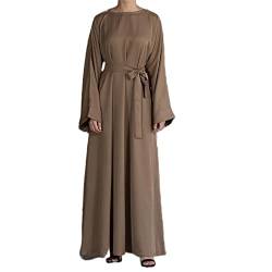 RUIG Muslimisches Gebetskleid für Frauen Abaya Kleid Islamisches Maxi Afrikanisches Kaftan Türkei Islam Kleid in voller Länge, Braun, M von RUIG