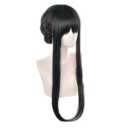 Spy Family Yor Forger Cosplay Wigs Black Color Long Straight Braided Woman Wigs Synthetic Hair Heat Resistant von RUIRUICOS