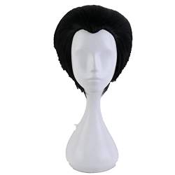 Yuri On Ice Katsuki Yuri Short Black Cosplay Wig Men Heat Resistant Synthetic Anime Hair Slicked-back Costume Wigs + Wig Cap OneSize blackwig2 von RUIRUICOS