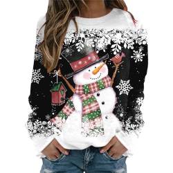 Pullover Damen Herbst Winter Weihnachten Sweatshrit Langarm Rundhalsausschnitt Oberteil Weihnachtspullover Damen Lustig Christmas Sweater Lässiges Lockeres T-Shirts von RUIRUILICO