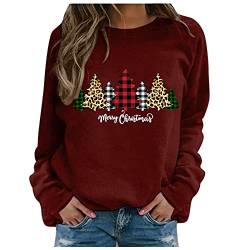 Pullover Damen Herbst Winter Weihnachten Sweatshrit Langarm Rundhalsausschnitt Oberteil Weihnachtspullover Damen Lustig Christmas Sweater Lässiges Lockeres T-Shirts von RUIRUILICO