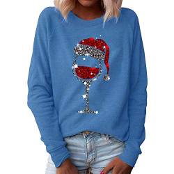 Pullover Damen Herbst Winter Weihnachten Sweatshrit Langarm Rundhalsausschnitt Oberteil Weihnachtspullover Damen Lustig Christmas Sweater Lässiges Lockeres T-Shirts von RUIRUILICO