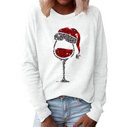 Pullover Damen Herbst Winter Weihnachten Sweatshrit Langarm Rundhalsausschnitt Oberteil Weihnachtspullover Damen Lustig Christmas Sweater Lässiges Lockeres T-Shirts von RUIRUILICO