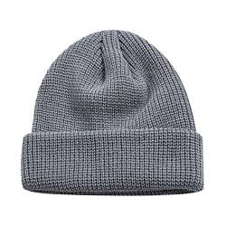 RUIRUILICO Damen Retro Mützen Einfarbig Cuffed Plain Beanie Mütze Herren Herbst Winter Warme Winddicht Strickmütze Unisex Outdoor Street Teenager Wintermützen Merino Wollmütze von RUIRUILICO