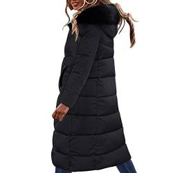 RUIRUILICO Damen Wintermantel Winddicht Verdicken Daunenmantel Frauen Lässiges Reißverschluss Lang Kapuzemantel Herbst Winter Große Größe Warm Daunen Mantel(S-6XL) von RUIRUILICO