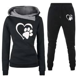 RUIRUILICO Heartbeat Jogginganzug Damen Trainingsanzug Set Zweiteiler Kapuzenpullover und Jogginghose Nicki Hausanzug Damen Kuschelig Warm Tracksuit Laufhose Damen Sportbekleidung für Damen von RUIRUILICO