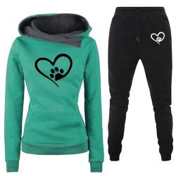 RUIRUILICO Heartbeat Jogginganzug Damen Trainingsanzug Set Zweiteiler Kapuzenpullover und Jogginghose Nicki Hausanzug Damen Kuschelig Warm Tracksuit Laufhose Damen Sportbekleidung für Damen von RUIRUILICO