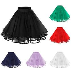 Frauen A-Linie Retro Rock Ausgestellter Hohe Taille Tutu Rock Damen Tüllrock 50er Rockabilly Petticoat Unterrock Kleid Reifrock Vintage Underskirt Tanzkleid Ballkleid Festliche Abendkleid von RUITOTP