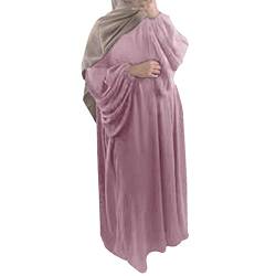 RUITOTP Damen Lang Muslim Kleider Ohne Hijab Langarm Flowy Elegant Einfarbig Muslimische Kleidung Islamische Gebetskleidung Robe Abaya Sommerkleid für Frauen von RUITOTP
