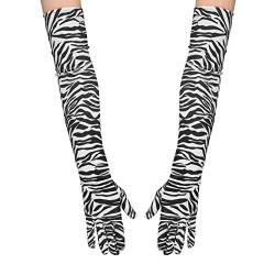 RUIXIA Damen Ellenbogen Lang Handschuhe mit Leopard Zebra Print Vintage Abendhandschuhe Samthandschuhe Druck Lang Volle Finger Handschuhe zur Party Abendkostümkleid von RUIXIA