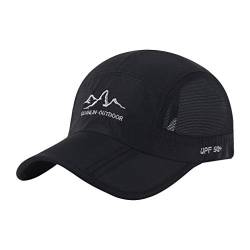 RUIXIB Baseball Cap Kappe Baseballmütze Sommer Sonnenhut Breathable Mesh Schnelltrockender UV-Schutz Sonnenschutzkappe Verstellbar Sporthut für Herren und Damen (Schwarz (A), One Size) von RUIXIB