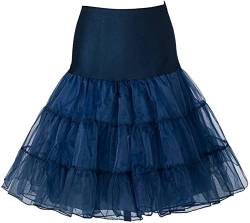 RULTA 50er Jahre Frauen Retro Petticoat Unterrock Vintage A-Linie Crinoline Halb Slips Rockabilly Tutu Rock, navy, 36 von RULTA