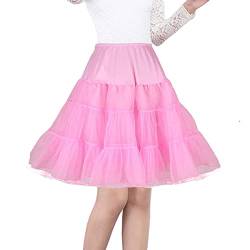 RULTA 50er Jahre Frauen Retro Petticoat Unterrock Vintage A-Linie Crinoline Halb Slips Rockabilly Tutu Rock (as3, Alpha, jaspo_l, Pink, L) von RULTA