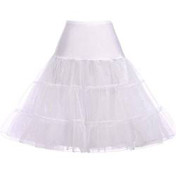 RULTA 50er Jahre Frauen Retro Petticoat Unterrock Vintage A-Linie Crinoline Halb Slips Rockabilly Tutu Rock (as3, Alpha, jaspo_l, White, L) von RULTA