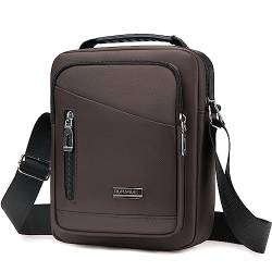 RUMANLE Herren Schultertasche, Crossbody Schultertaschen Nylon Messenger Bag Geldbörse Wasserdicht Leichte Reisetasche Mann Geldbörse Casual Sling Pack - Braun von RUMANLE