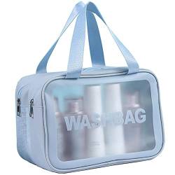 RUMANLE Reise-Kulturbeutel, große transparente Make-up-Tasche, Kosmetiktasche,transparente Hautpflege-Tasche für Toilettenartikel,wasserdicht und abtropfend - Blau von RUMANLE
