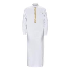 RUMAOZIA Arabische Kleidung Herren Muslim Kaftan Abaya Herren Gewand Robe Crew Stehkragen Thobe Arabisch Gebet Eid Kleidung Islamische Kleidung Aus Dem Nahen Osten Gebetskleidung für Männer von RUMAOZIA