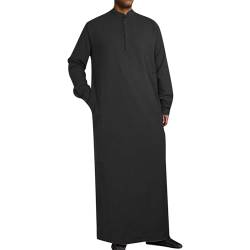 RUMAOZIA Arabische Kleidung Herren Muslim Kaftan Abaya Herren Gewand Robe Crew Stehkragen Thobe Arabisch Gebet Eid Kleidung Islamische Kleidung Aus Dem Nahen Osten Gebetskleidung für Männer von RUMAOZIA