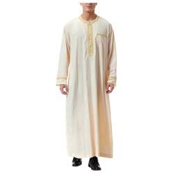 RUMAOZIA Muslimische Kleider Herren Gebetskleidung für Männer Muslim Kaftan Abaya Herren Dubai Robe Mittlerer Osten Ethnisch Kandoura Saudi Stil Dishdasha Araber Thobe Arabische Kleidung von RUMAOZIA