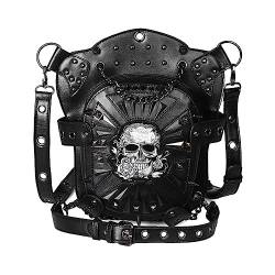 Punk Motorrad Tasche Schädel Umhängetasche Frauen Crossbody Tasche PU Leder Outdoor Weste, schwarz von RUMITY