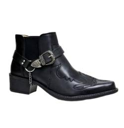 RUMITY Vintage kurze Stiefel Mode spitze dicke Absätze Mode Stiefel wasserdichte Lederstiefel, 38-48(schwarz,44) von RUMITY