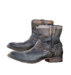 Vintage Lederstiefel, warme und wasserdichte Ritter Stiefel, Kunstleder Stiefel für Männer und Frauen, 38-48(schwarz,44) von RUMITY