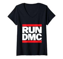 RUN DMC Official Logo Dark T-Shirt mit V-Ausschnitt von RUN--DMC