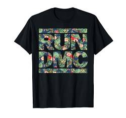 Run DMC Offizielles florales blaues Logo T-Shirt von RUN--DMC