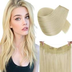 RUNATURE Remy Extensions Echthaar mit Draht Wire on Haar Farbe Eisblond 20 zoll 100g Invisible Extensions Echthaar mit Draht von RUNATURE