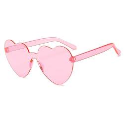 RUNHUIS Herz-Sonnenbrille Randlos Liebe Herzform Brille für Damen Mädchen Süßigkeitsfarbe Party-Sonnenbrille(Rosa) von RUNHUIS