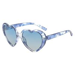 RUNHUIS Mode Polarisiert Herz Sonnenbrille Damen Herren Niedlich Herz-Form Vintage Retro Fee Schattierungen für Party Blau Tinte/Blau Farbverlauf von RUNHUIS