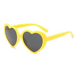 RUNHUIS Mode Polarisiert Herz Sonnenbrille Damen Herren Niedlich Herz-Form Vintage Retro Fee Schattierungen für Party Gelb/Grau von RUNHUIS