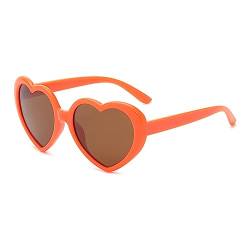 RUNHUIS Mode Polarisiert Herz Sonnenbrille Damen Herren Niedlich Herz-Form Vintage Retro Fee Schattierungen für Party Orange/Tee von RUNHUIS